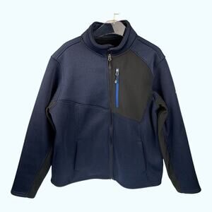SwissTech Dark Blue Black Fleece Full Zip High Neck Jacket Men's Size L